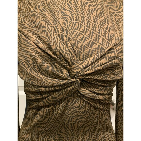 Fendi Brown FF-Vertigo Stretched Twisted Front Sheath Dress, Size 4 (US) 40 (IT) - Picture 4 of 12